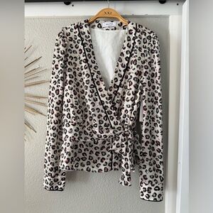 Bailey 44 Cream Leopard Wrap Jacket with Black & Pink Spots